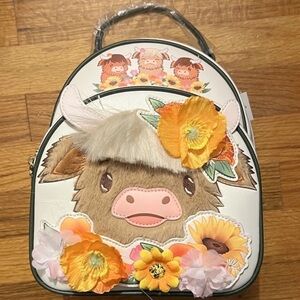 Highland Cow Floral Mini Backpack